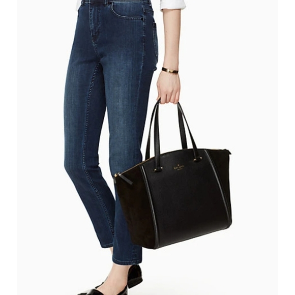 Kate Spade Lewis Drive Alanie Leather & Suede Tote Bag, Black - EUC - Picture 2 of 12